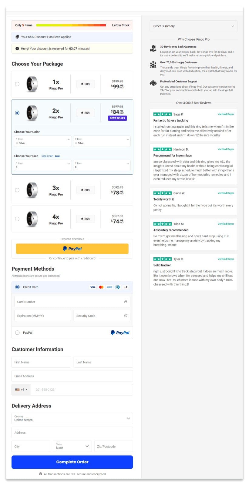 iringo pro Secure Checkout Page